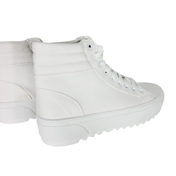 Platform High-Top Skate Sneaker White Canvas Lace-up Women's Size 9 NEW Shein - Picture 8 of 15